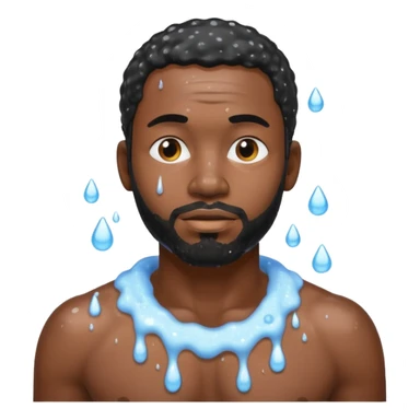 Black man in shower with black man sticker