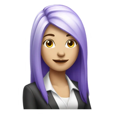 A female Realtor with long straight purple and white hair w sticker