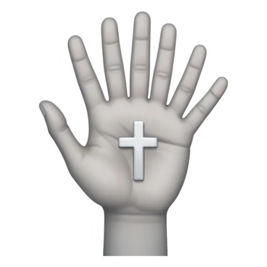 grey hand with upside down cross on the palm sticker