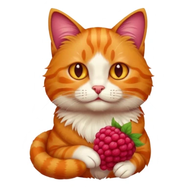 cat holding a raspberry sticker
