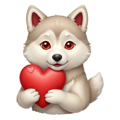 Beige husky holding a heart  sticker