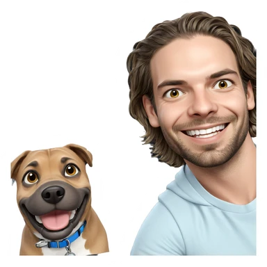 smiling boy with dog sticker