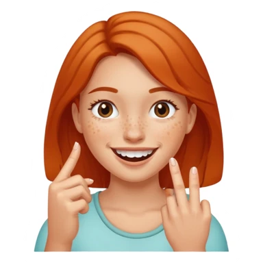girl who bites the tip of her finger and smiles sticker
