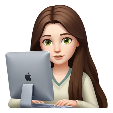 beautiful pale brunette girl with long hair playing the sims4 on computer  sticker