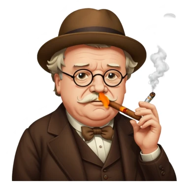 G K Chesterton smoking a cigar sticker