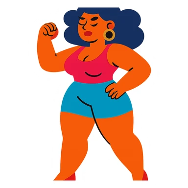 stylized cartoon woman with a curvy figure, confident pose, vibrant colors sticker