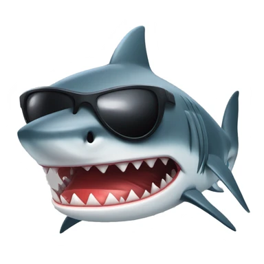 Red muscular anthropomorphic brutal shark wearing black sunglasses. sticker