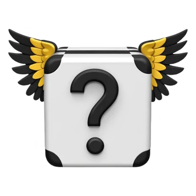 It's appearance is black and white, the black part being the main part of the lucky block while the question marks and corners are white; It carries 2 wings on each side like the other Lucky Blocks. sticker