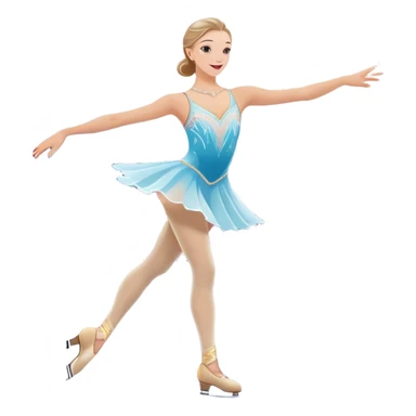 An colorful icon featuring a graceful figure skater performing a spin on the ice. The background includes a grand ice rink palace with shining spotlights and cheering spectators in the stands. Transparent background highlights the elegance and artistry of figure skating sticker