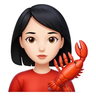 Generate an emoji for “lobster girl” make it cute. She has black hair sticker
