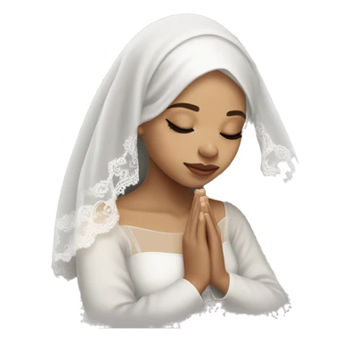 Light skin girl praying with eyes closed and lace white veil  sticker