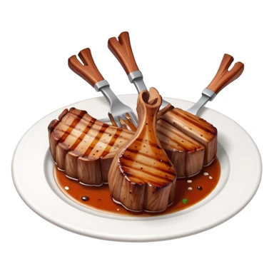 grilled lamb chops object icon, cooked lamb ribs, juicy, 3D cartoon, mobile game icon style, clean background, no text, no watermark
 sticker