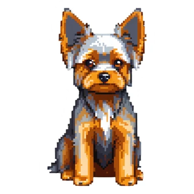 yorkshire terrier dog with small body, pointed ears, and silky fur sticker