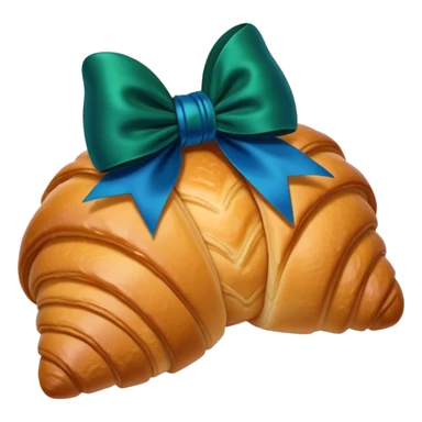 croissant with blue and deep green bow sticker