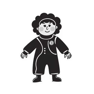 Cabbage Patch Kid in Tron suit with glowing neon visor and bracelets, 80's retro sci-fi style sticker