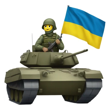 Soldat in Tank with flag Ukraine sticker