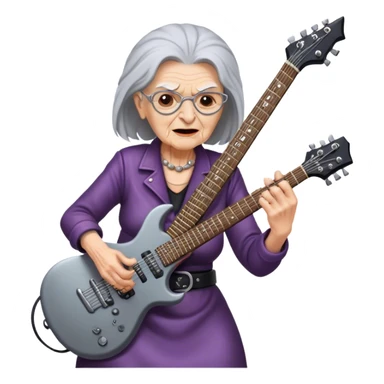 Old lady playing heavy metal guitar sticker