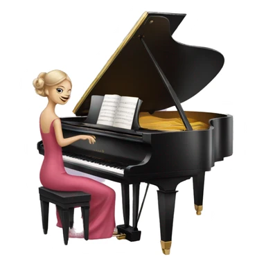 elegant lady wearing a dress playing the grand piano sticker
