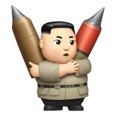 fat Kim jong un carrying cute missle by hands sticker