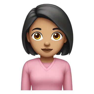 girl with black long hair and light brown eyes and pink outfit  sticker