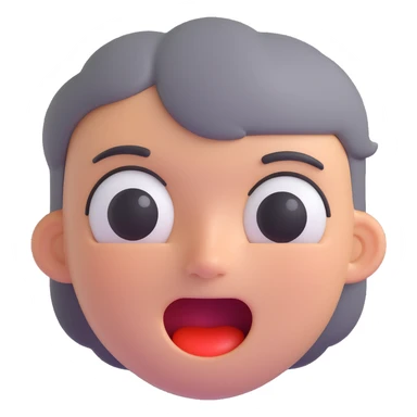 face with open mouth, darkened grey outline above the eye, no red freckles below the eyes, keep all other colors the same, 3D emoji style sticker