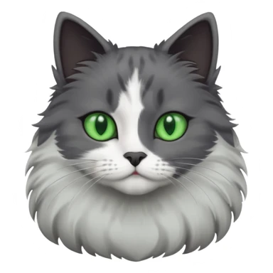 one dark grey and white cat and one completely solid dark grey cat with green eyes and only white paws sticker