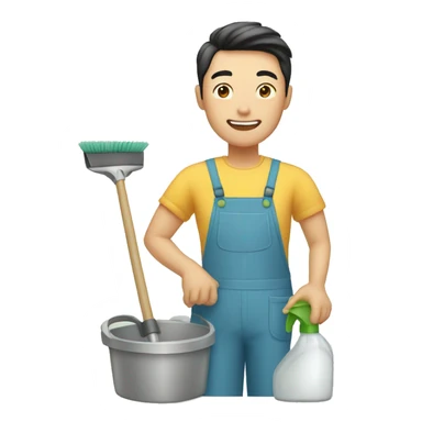 asian man who loves housework sticker