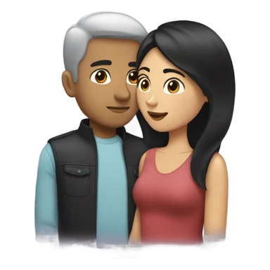 White couple with black hair girl with brown hair man kissing sticker