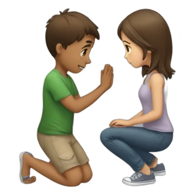 A boy saying sorry on knees to a girl sticker
