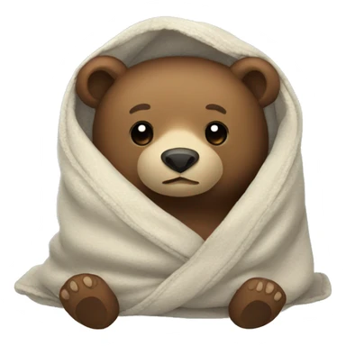 bear cozy in blanket sticker