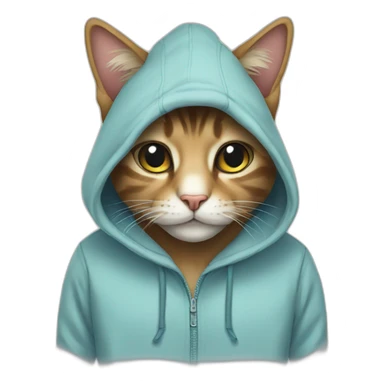 A cat with a hoody sticker