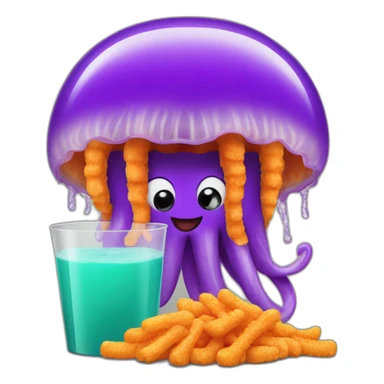 jellyfish eating cheetos sticker