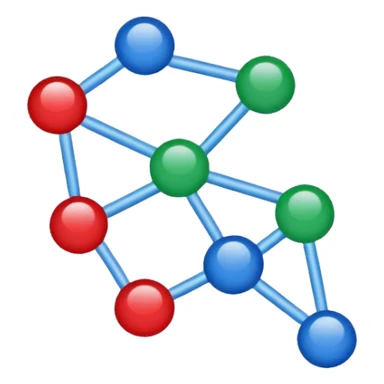 minimalist emoji of scatter plot with three colored clusters of dots, each group a different color, white background sticker