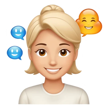 smiling face with balanced thought bubbles of work and relaxation sticker