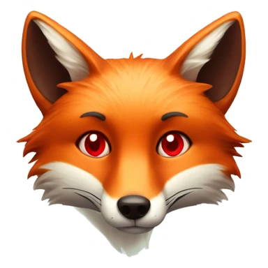 deep lush red fox face with tiny red heart instead of eyes sticker