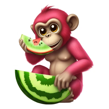 Monkey eating watermelon sticker