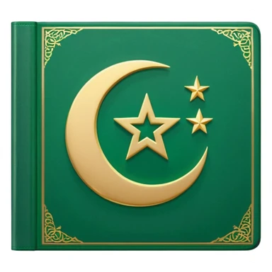 Closed Quran with the Islamic Symbol on it (moon and star) green from left to right sticker