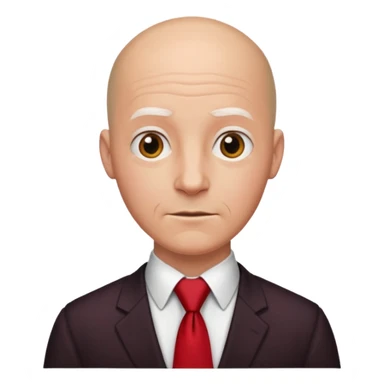 man Bald with red necktie, red dress, age. sticker