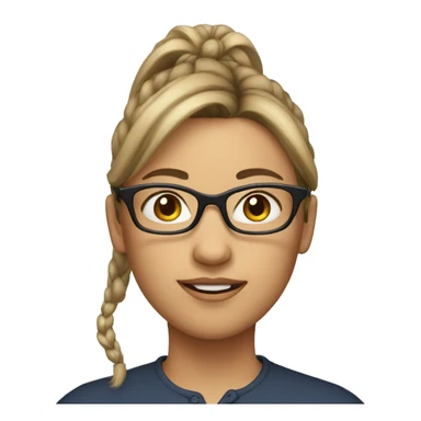 woman with a pony tail and glasses sticker