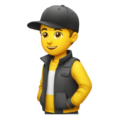 Niño blanco con gorra amarilla sticker