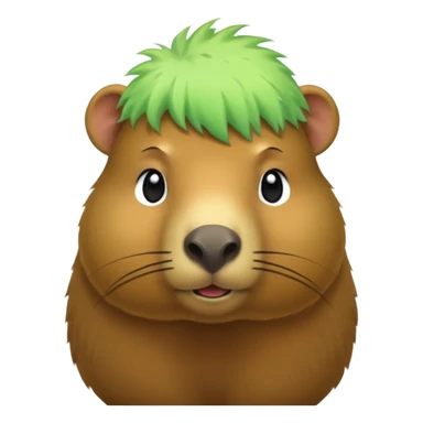 Capybara with green head hair sticker