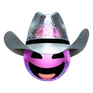 Disco ball with a light pink cowboy hat on top sticker