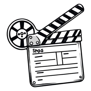 sketch-style movie clapper outline, hand-drawn feeling, just basic shape with diagonal, no fill sticker