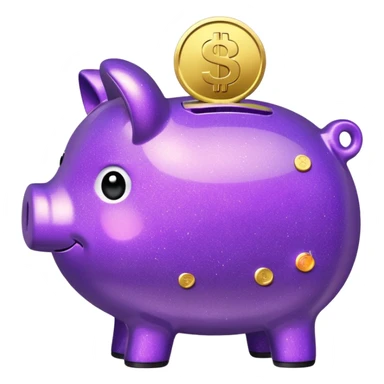 money in a glitter purple piggy bank sticker