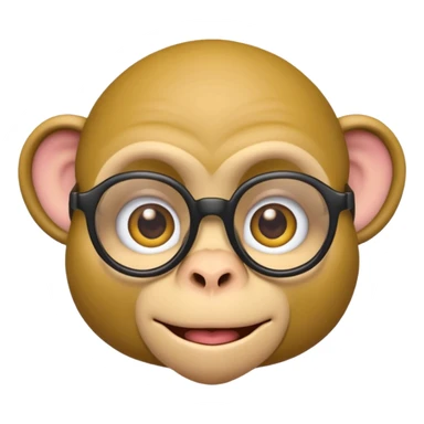 hybrid emoji combining a monkey face, rolling eyes, and nerd glasses, merging 🐵🙄🤓 into one emoji style sticker