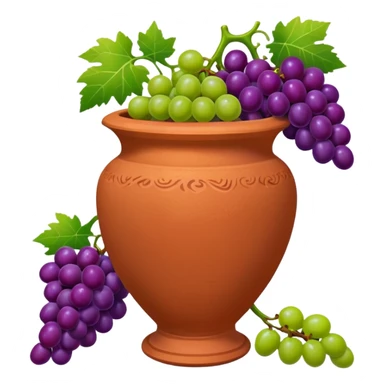 terracotta vase with grapes next to it sticker