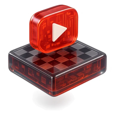chess board of youtube play button, red YouTube play button, glossy circuit style sticker