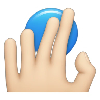 hand clicks on a big blue button with rounded edges that says GET. sticker