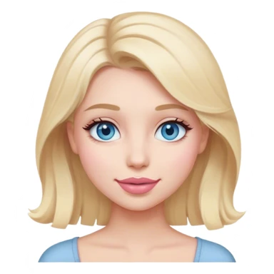 Blonde girl with medium hair and dusty pink lips happy grey/blue eyes  sticker