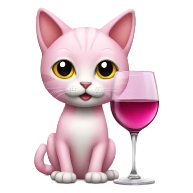 Cat holding a wine glass wearing pink sticker
